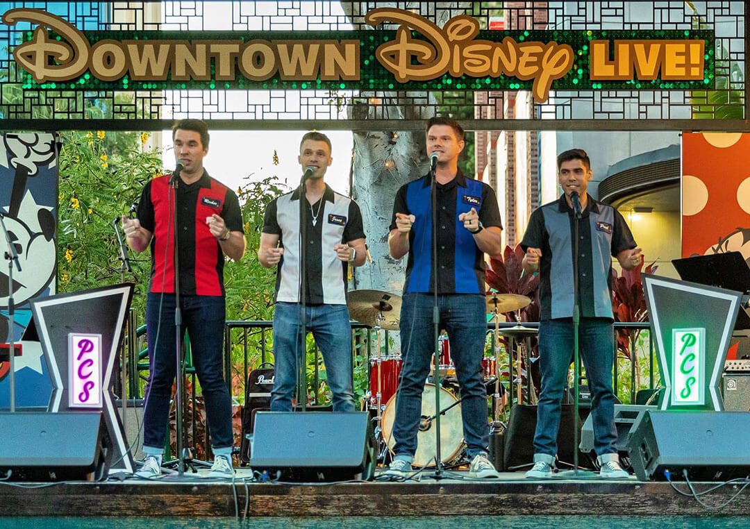 The MoonRays doo-wop band for hire singing live at disney Land