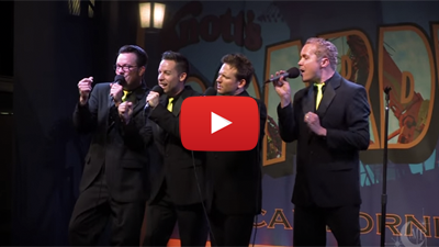 the moonRays singers for hire on stage at knott's berry farm